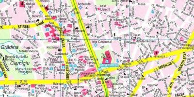 地图的布加勒斯特市中心