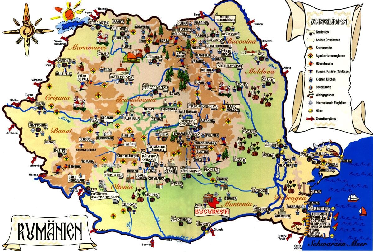 布加勒斯特的游览地图