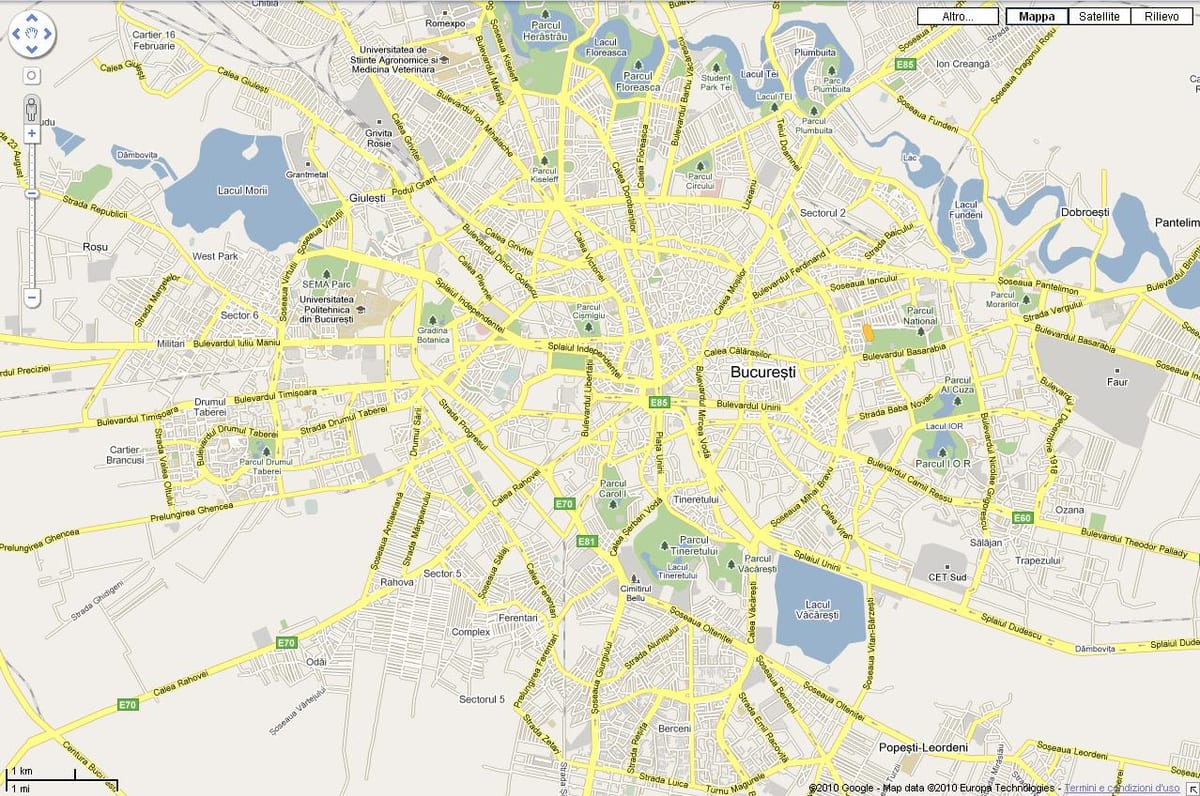 布加勒斯特的地图